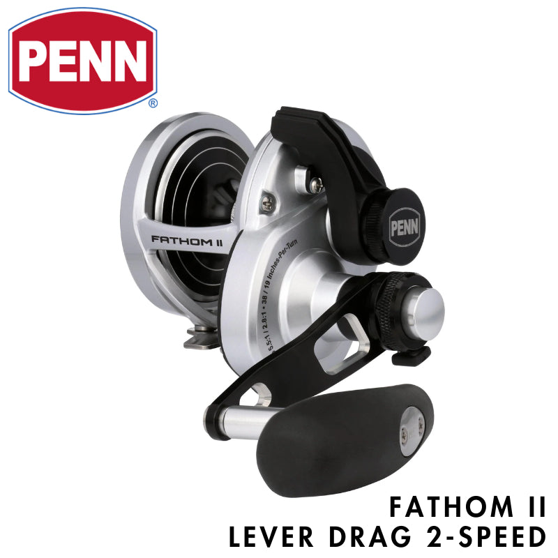 Penn Fathom II Lever Drag 2 Speed [ BENT T-HANDLE ] - Multiplier/Conventional/Round Profile Fishing Reel FTH II Fathom 2