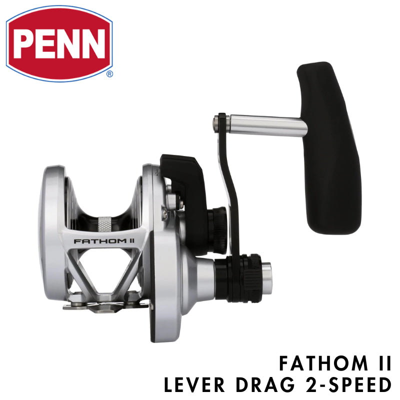 Penn Fathom II Lever Drag 2 Speed [ BENT T-HANDLE ] - Multiplier/Conventional/Round Profile Fishing Reel FTH II Fathom 2