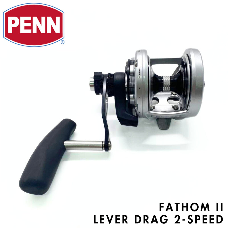 Penn Fathom II Lever Drag 2 Speed [ BENT T-HANDLE ] - Multiplier/Conventional/Round Profile Fishing Reel FTH II Fathom 2