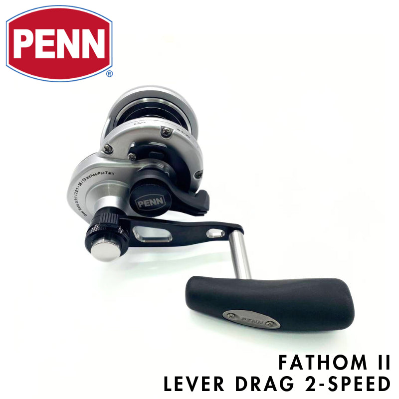 Penn Fathom II Lever Drag 2 Speed [ BENT T-HANDLE ] - Multiplier/Conventional/Round Profile Fishing Reel FTH II Fathom 2