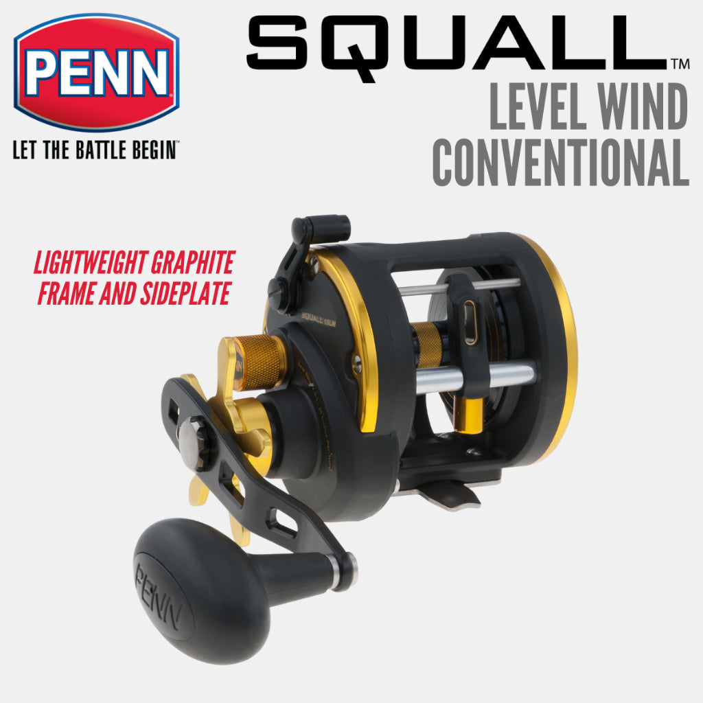 PENN Squall Level Wind [ SQL 20LWLH/30LWLH ] - Conventional/Multiplier/Round Profile Reel