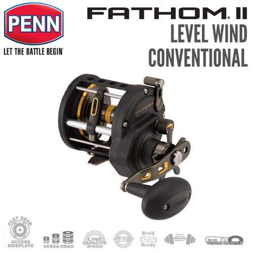 2025 Penn Fathom II [ FTHII 30LWLH ] - Level Wind Conventional/Multiplier/Round Profile Reel