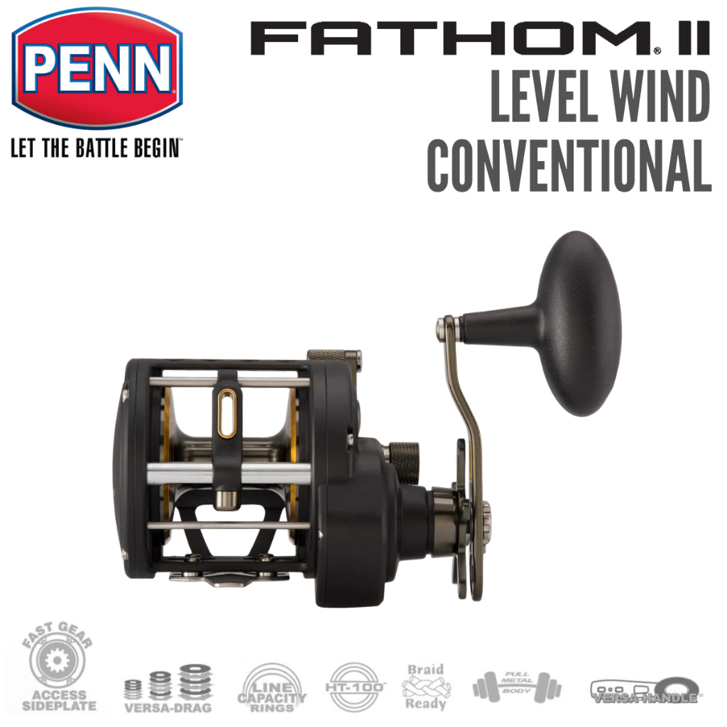2025 Penn Fathom II [ FTHII 30LWLH ] - Level Wind Conventional/Multiplier/Round Profile Reel