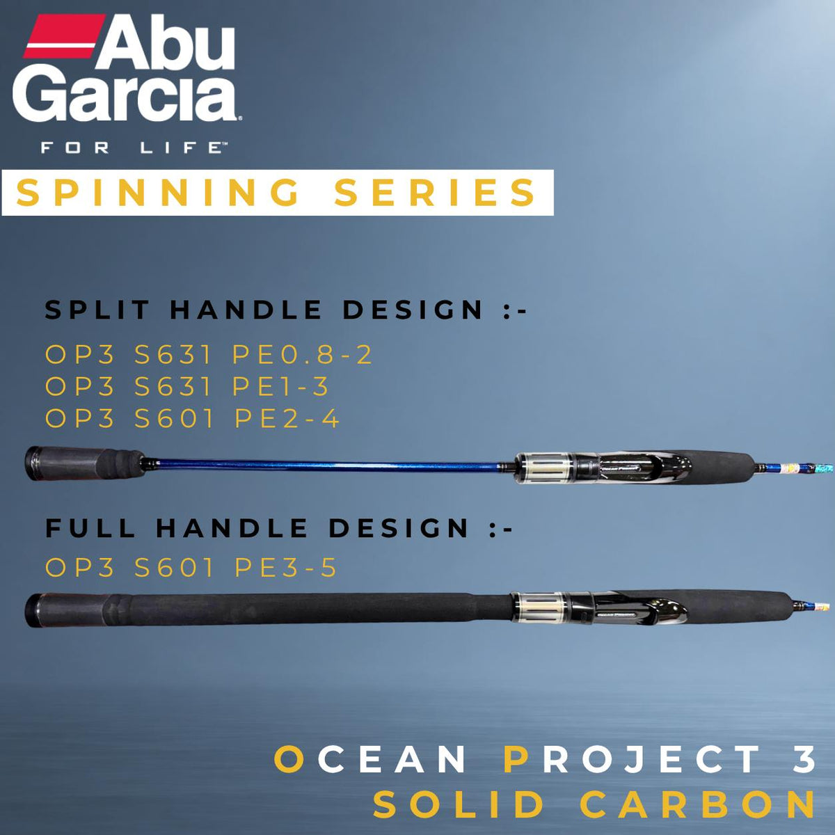 NEW Abu Garcia Ocean Project 3 (OAG) - Solid Carbon Jigging Spinning/Casting Rod Series Ocean Project3
